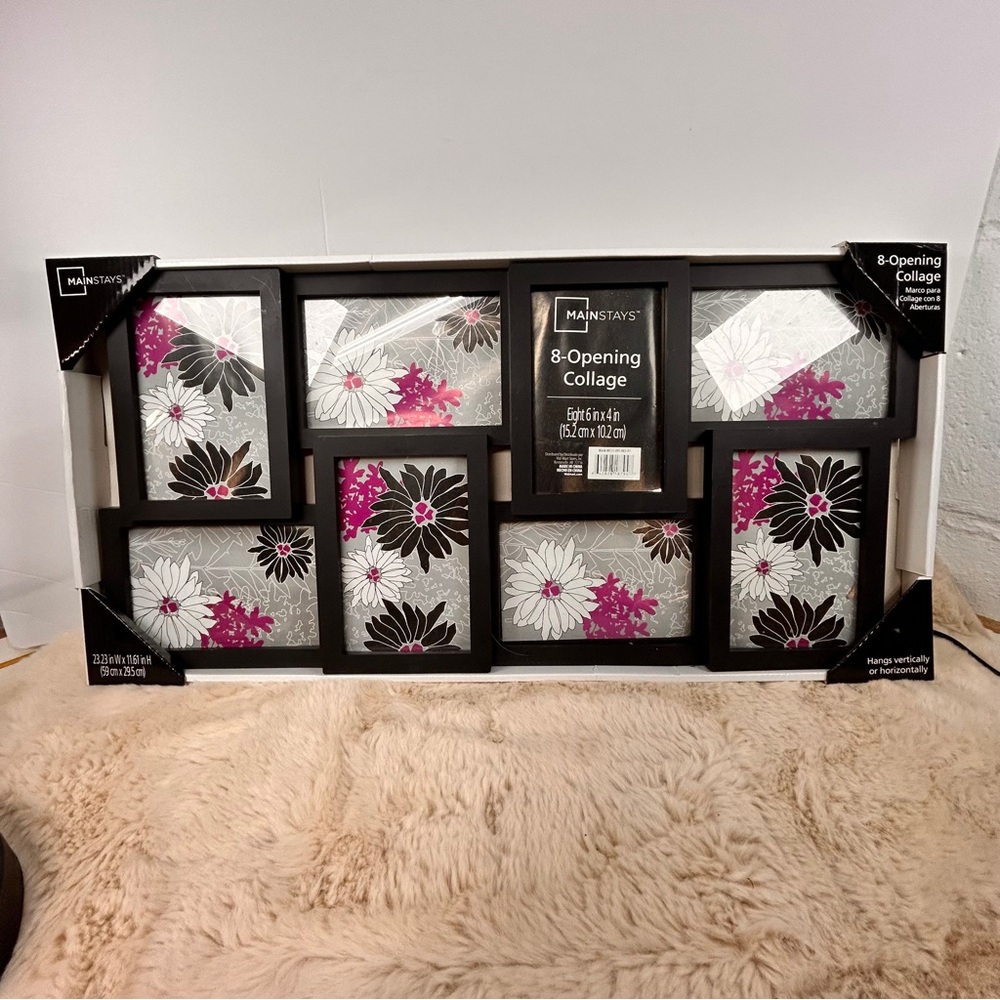 Mainstays Black and Pink Floral Accent Picture Frame